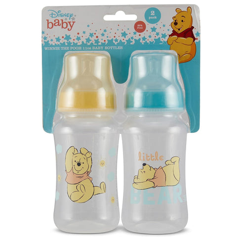 Disney Winnie The Pooh Baby Bottles 11 oz for Boys or Girls | 2 Pack of Infant Hourglass Shaped Bottles with Cover for Newborns and All Babies | B...