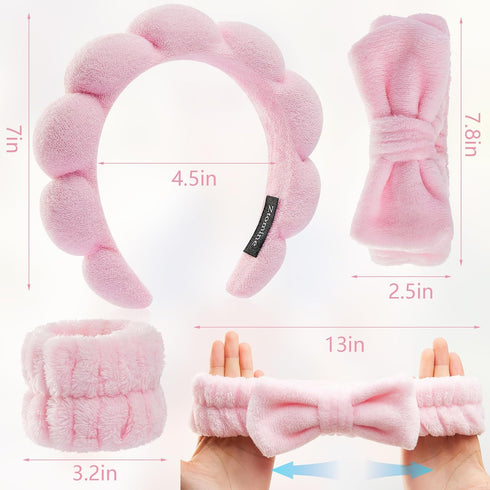Headbands for Women - Spa Headband and Wristband Set - Headband for Washing Face,Facial Mask,Makeup and Skin Care,Gifts for Women and Teen Girl Gi...