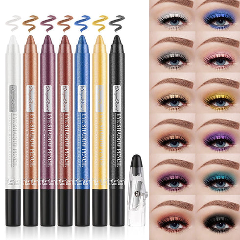 Petansy Cream Eyeshadow stick Eye Set, 12Pcs Colored Glitter Eyeshadow Stick Eyeliner Pencil, Long Lasting Waterproof Pearlescent Eyeshadow Eye Ma...