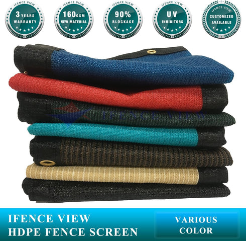 Ifenceview 4'x5' to 4'x50' Brown Shade Cloth/Fence Privacy Screen Fabric Mesh Net for Construction Site, Yard, Driveway, Garden, Railing, Canopy, ...
