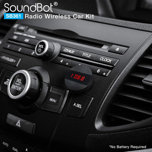 SoundBot SB361 FM Radio Wireless Car Kit Universal Receiver Transmitter Accessory Full Spectrum HD Music Streaming Hands Free Talking LED Display ...