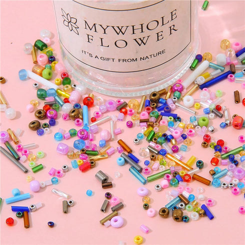 1000PCS Mixed Glass Seed Beads Glass Bugle Beads, 1.5-4.5mm Green Tube Loose Glass Seed Spacer Beads for Jewelry Making, Glass Bugle Beads for Bra...