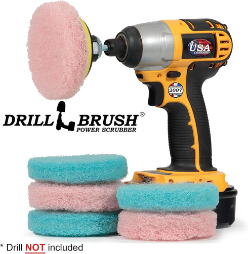 Drill Brush - Cleaning Supplies - Bathroom Accessories - Scrub Pads - Shower Cleaner - Bathtub - Bath Mat – Bathroom Sink - Scrubber - Hard Water ...