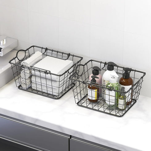 Simple Houseware 2 Pack Stackable Single Wire Basket, (11.5 x 15 x 7.5 in)...