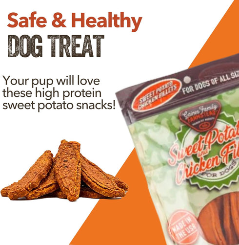 Gaines Family Farmstead Sweet Potato & Chicken Fillets for Dogs, All-Natural, Grain-Free, Healthy Dog Treats for All Ages & Breeds, Made in USA, 8...