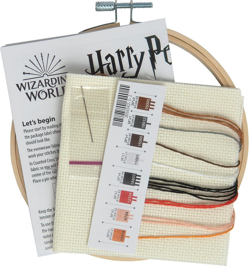 Dimensions 72-76913 Hogwarts Harry Potter Counted Cross Stitch Kit for Beginners, 6" D, 14 Cnt. Ivory Aida, 5pcs...