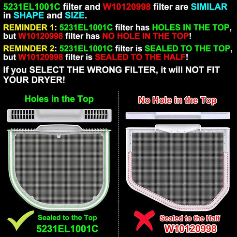Jolaxy 5231EL1001C Lint Filter Replacement for LG & Kenmore Dryers (Specific Models), Ultra Durable Dryer Lint Screen Trap, Compatible with Part Number AP5248138 PS3527575
