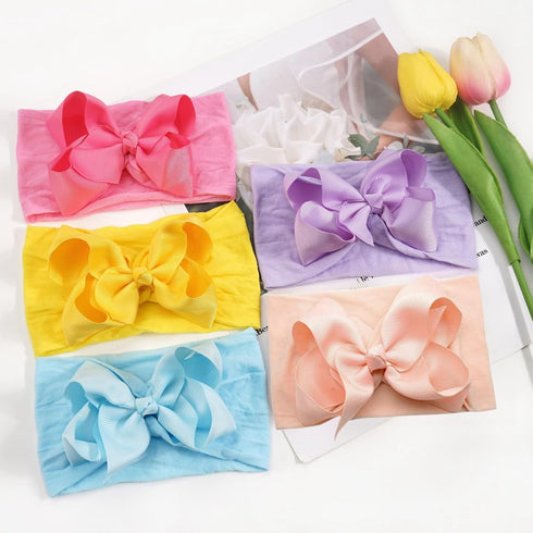 Yxiang 20PCS Baby Girl Bows Headbands, 4" Infant Bows Headbands Super Elastics Nylon Hairbands Cute Handmade Ribbon Bows for Babies Newborn Toddle...