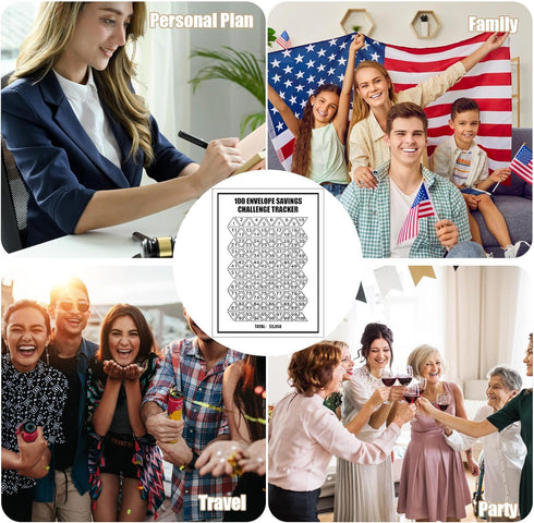 20 Pcs 100 Envelopes Money Saving Challenge Tracker Low Income Budget 100 Envelope Challenge Tracker Finance Cash Money Saving Tracker for Men Wom...