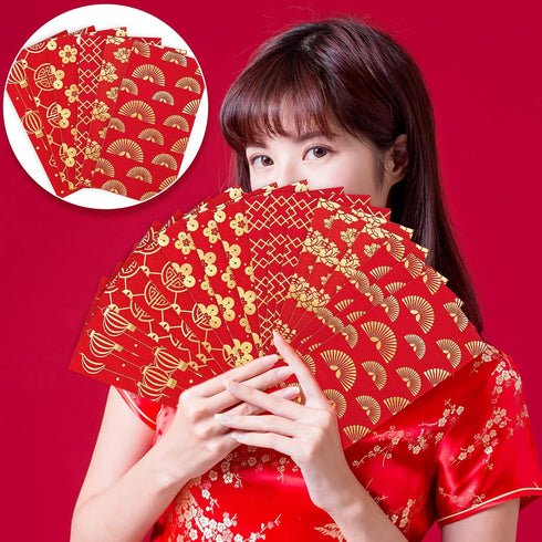 Whaline 48 Pack Chinese New Year Red Envelopes 6 Design Red Gold Foil Hong Bao Year Of The Dragon Red Envelopes 2024 Lucky Money Envelopes Red Pac...