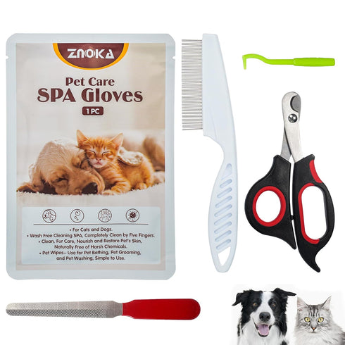 Pet Grooming Glove - Gentle Deshedding Brush Glove, Pet Bathing Wipes - Enhanced Five Finger Design - Daily Care and Traveling - Perfect for Dog &...