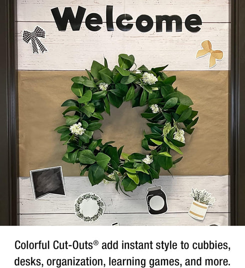 Carson Dellosa 150-Piece Modern Farmhouse Bulletin Board Cutouts, Mason Jar, Bows, Pots and More Farmhouse Cutouts for Bulletin Board, Farmhouse C...