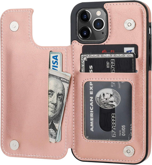 ONETOP Compatible with iPhone 12 Compatible with iPhone 12 Pro Wallet Case with Card Holder, PU Leather Kickstand Card Slots Case, Double Magnetic...
