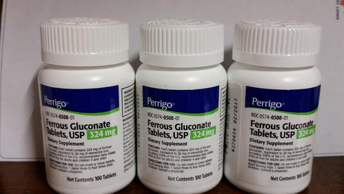 Ferrous Gluconate, 324mg, 100 Tablets, 3-Pack...