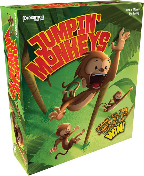 Pressman Jumpin' Monkeys: Catapult Your Monkeys Into The Tree to Win, Multi, 5"...