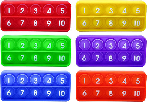 Ten Frame Pop Math Manipulatives - Set of 6 Silicone Fidget Toys for Kindergarten Classrooms - Engaging Educational Counting & Addition Toys for K...