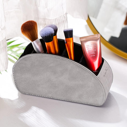 Remote Control Holder , PU Leather Organizer Box with 5 Compartments for Table Bed Office ,Remote Caddy Desktop Storage Home Accessories for Contr...