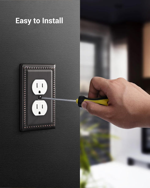 DEWENWILS 4-Pack Metal Wall Plates, Electrical Outlet Cover Plates, Aged Bronze for Home Decor...