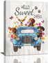 Dachshund Dog Wall Art Funny Dog driving Car Pictures Wall Decor Farmhouse Sausage Dog Truck Decor Painting Prints Artwork Framed for Bathroom Kit...