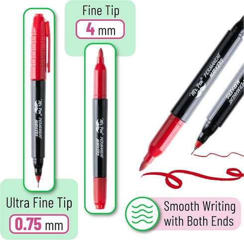 Mr. Pen- Dual Tip Permanent Markers, 12 Pack, Fine & Ultra Fine Tip, Fine Tip Permanent Markers, Fine Tip Marker, Permanent Markers Fine Point, Fi...