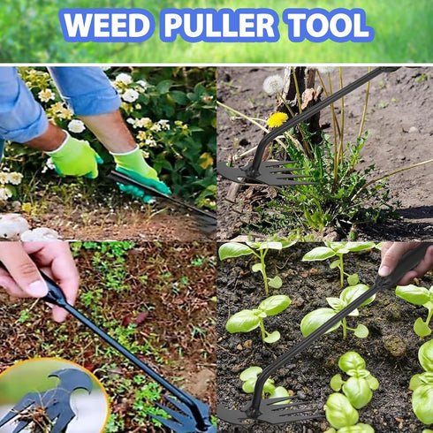 2PCS Garden Weed Pulling Tool Uprooting Weeding Tool 4 Teeth Weed Puller Tool Manganese Steel Garden Weeder Tool for Vegetable Gardening Planting,...