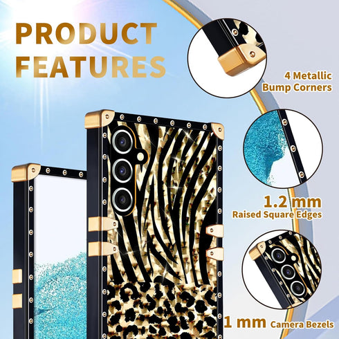 Shorogyt for Samsung A54 5G Case - Leopard - for Women Girls Teens Designer Square Fashion Cute Cases with Ring Stand Holder and Lanyard Stylish A...