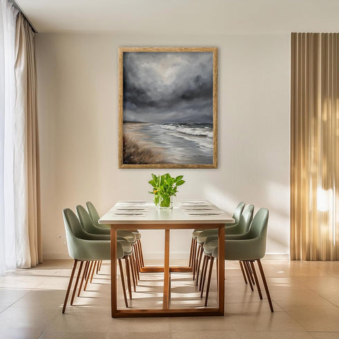 Posterizer 1 pcs-the sea and the beach in winter in oil painting style-3-Landscape & Nature Art-GIft for Men Women Teens-Dining Room Decor- unfram...