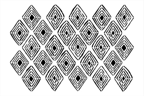 Hand Drawn Diamond Ikat Pattern Stencil by StudioR12 - Select Size - USA MADE - DIY Boho Wall Decor | Reusable Mixed Media Template for Painting |...