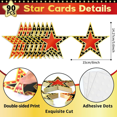 gisgfim 90PCS Movie Star Cardboard 6 Inch Red Carpet Awards Night Cutouts Movie Party Star Cutouts Classroom Bulletin Board Decorations Paper Star...