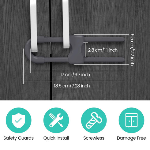 Jetec 10 Pieces Cabinet Locks for Babies, U-Shaped Proofing Drawers Safety Child Locks Adjustable, Easy to Use Childproof Latch for Knob Handle on...