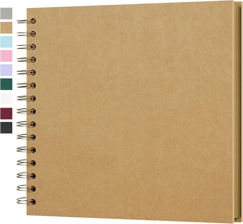 8 x 8 Inch Hardcover Kraft Blank Page DIY Scrapbook Photo Album, 40 Pages (20 Sheets) - Perfect for Wedding Anniversaries, Family Memories, and Sm...