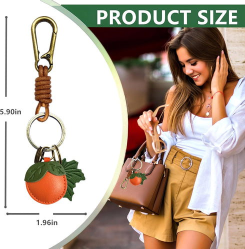 Leather Leaf Fruit Keychain Retro Accessories,Cute Keychains for Women Bag,Key Organizer,Charms,Purse Keyring Holder...