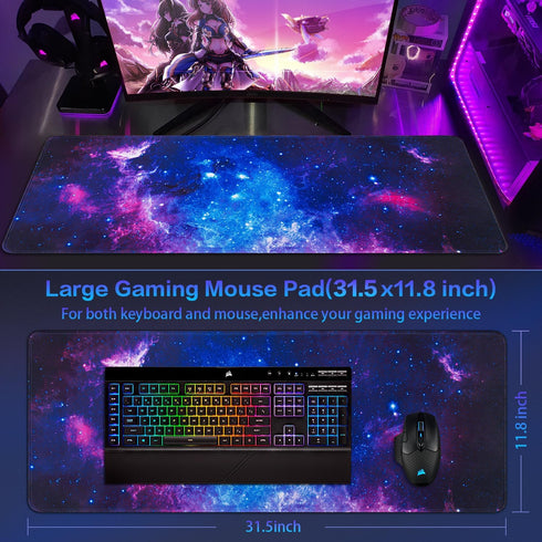Canjoy Gaming Mouse Pad, 31.5 x 11.8 inch Large Mouse Pad Extended Desk Pad Big Keyboard Mousepad Desk Mat with Non-Slip Rubber Base for Gaming Wo...