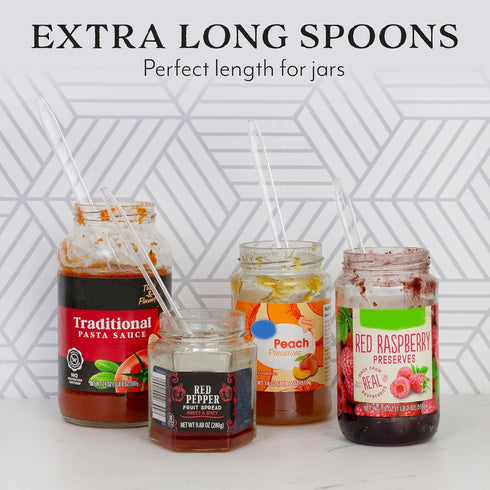 Cornucopia Brands Plastic Ice Cream Spoons Long-Handled (100-Pack); Bulk Clear Disposable Soda and Sundae Spoons w/Long Handles...