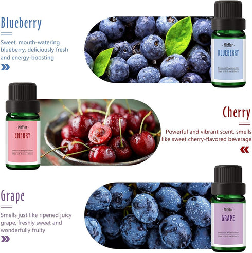 Fragrance Oil, MitFlor Premium Fruit Essential Oils Set, Fruity Scents for Soap & Candle Making, Summer Diffuser Oils, Refreshing & Long-Lasting, ...