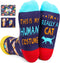 HAPPYPOP Funny Cat Gifts Cat Mom Gifts for Women, Novelty Cat Socks Crazy Silly Fun Socks Gifts for Her...