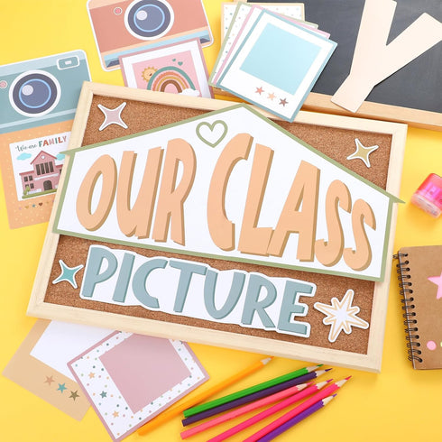 52 Pcs Picture Frame Bulletin Board Decor for Classroom Our Class Is a Family Bulletin Board Set Word Wall Bulletin Board Set for Teachers Chalkbo...