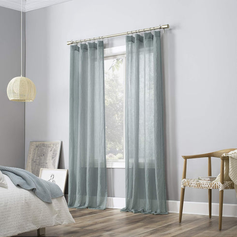 No. 918 Genevieve 2-pack 2-pack Linen Weave Sheer Semi-Sheer Grommet Curtain Panel Pair, 50" x 63", Harbor...