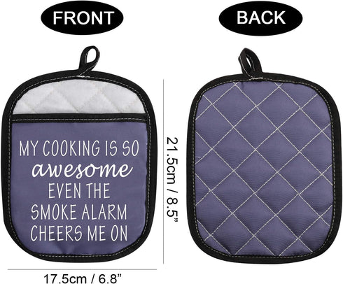 Funny Oven Pads Pot Holder with Pocket My Cooking is So Awesome Even The Smoke Alarm Cheers Me On (Cheers Me On)...