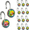 Sunlit Luxury Design Glitter Round Colorful Diamond Crystal Gem Bling with Glide Balls Shower Curtain Hooks, Rust Proof Metal Rhinestones Glam Sho...