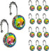 Sunlit Luxury Design Glitter Round Colorful Diamond Crystal Gem Bling with Glide Balls Shower Curtain Hooks, Rust Proof Metal Rhinestones Glam Sho...