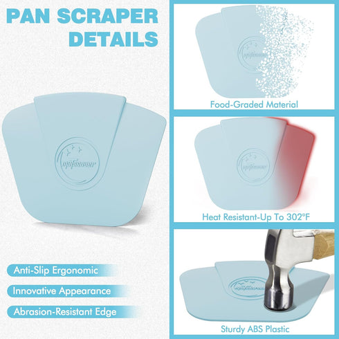 Pan Scraper Dish Scraper Tool - Pot Scraper Plastic for Cast Iron Skillet Cookware Cleaning, 6 Pcs Non Scratch Plastic Food Scraper Tool Kitchen, ...