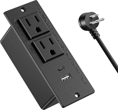 Conference Recessed Power Strip,20W USB C Fast Charging,Furniture Recessed Outlet,2 Outlets,2 USB Ports Table Power Strip,Flush Mount Power Strip ...