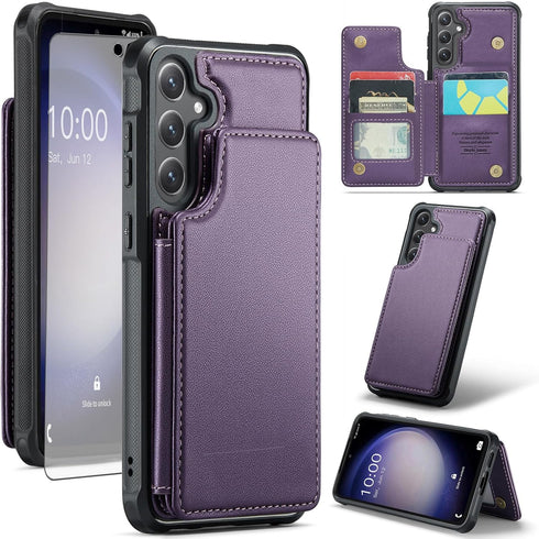 Asuwish Phone Case for Samsung Galaxy S23 FE 5G Wallet Cover with Tempered Glass Screen Protector and RFID Blocking PU Leather Credit Card Holder ...