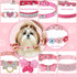 9 Pieces Pink Rhinestones Dog Collar PU Leather Girl Puppy Collars Bling Crystal Cat Dog Collar with Bow Bone Heart Flower for Pets Dogs Cats Coll...