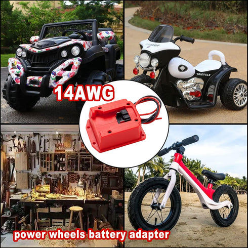 Power Wheel Adapter for Milwaukee 18V M18 battery connector with 14 gauge robotics,Good Power Convertor for DIY Ride On Truck, Robotics, RC Toys...