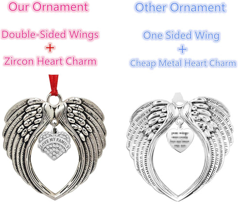 JUPPE Memorial Sympathy Gift - Angel Wings Christmas Ornament Decoration - A Piece of My Heart Lives in Heaven - Bereavement Gift for Loss of Love...