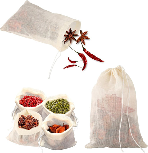 30pcs Spice Bags for Cooking, 6x4 Inch Reusable Cotton Drawstring Soup Bags Tea Filter Bags Cheesecloth Bags Muslin Bags for Cooking...