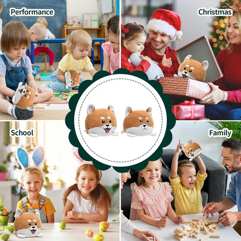Double-Sided Flip Plush Toy,Reversible Stuffed Animal Mood Plush Flip Show Your Mood at All Times (Dog)...