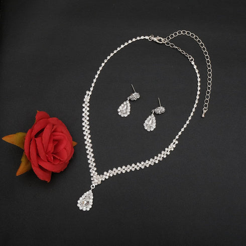 Bride Crystal Necklace Earrings Bracelets Set Bridal Wedding Jewelry Sets Bride Bridesmaid Prom Costume Jewelry Set for Women...